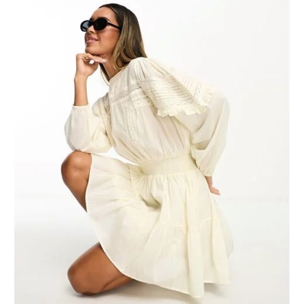 Mango Cream Mini Dress